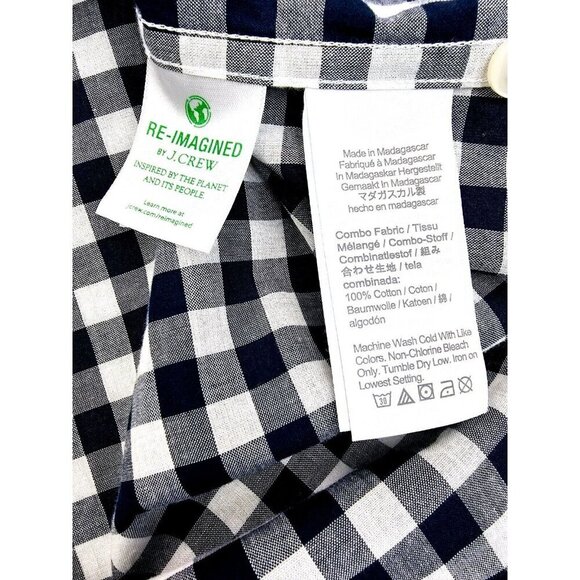 J. Crew Classic Size Large Mens Navy White Check Button Down Long Sleeve Shirt - Picture 6 of 11